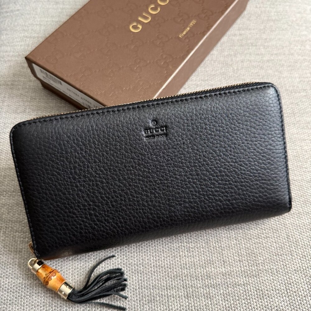 Gucci Black Wallet with Bamboo Charm